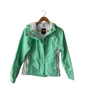 The North Face Hyvent Mint Green and White Rain Stinson Jacket